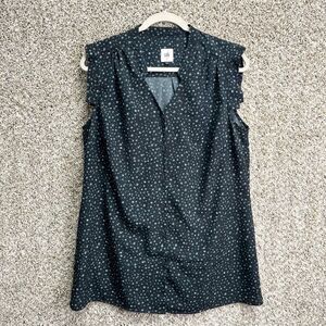 CAbi Top Women’s Large Astral Starry Night Button Down Front Sleeveless